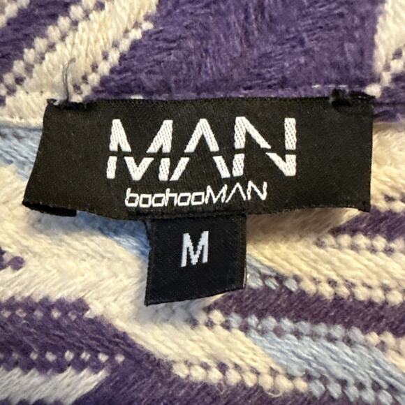 Boohoo Man Men's M Streetwear Purple Woven Button Down Shirt Shacket Grunge - Picture 5 of 11